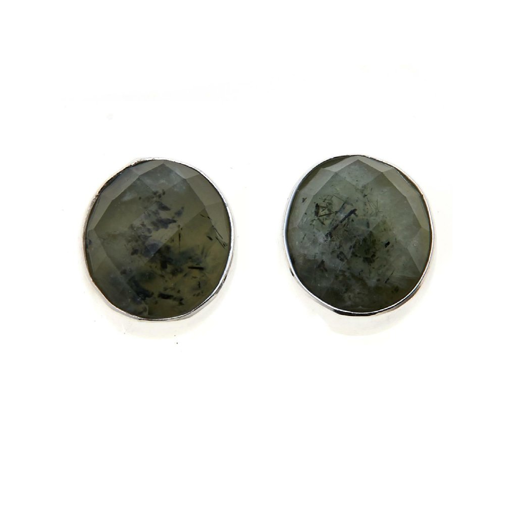 Jay King Sterling Silver Multi-Color Green Prehnite Oval Earrings 40$